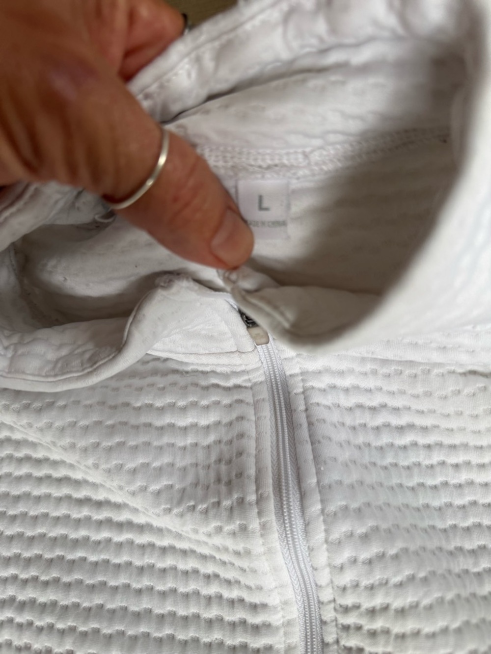 Lady Hagen White Textured Zip Jacket Size Large | Lightweight Athletic Layer - Picture 3 of 4